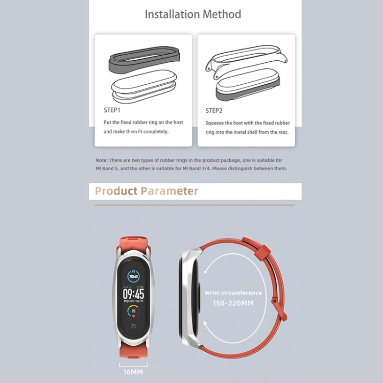 For Xiaomi Mi Band 6 / 5 / 4 / 3 Mijobs Flat Hole Silicone Watch Band, Style:Plus Case(Red+Gold) - Watch Bands by MIJOBS | Online Shopping UK | buy2fix