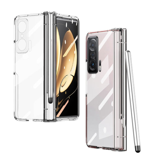 For Honor Magic V Full Body Electroplating Hinge Phone Case with Stylus(Transparent) - Honor Cases by buy2fix | Online Shopping UK | buy2fix