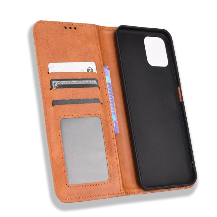 For Blackview A95 Magnetic Buckle Retro Texture Leather Phone Case(Brown) - More Brand by buy2fix | Online Shopping UK | buy2fix