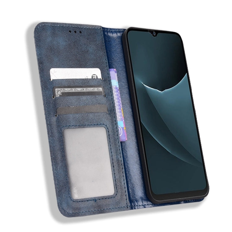 For Blackview A95 Magnetic Buckle Retro Texture Leather Phone Case(Blue) - More Brand by buy2fix | Online Shopping UK | buy2fix