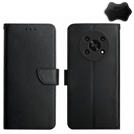 For Honor Magic4 Lite 5G Genuine Leather Fingerprint-proof Horizontal Flip Phone Case(Black) - Honor Cases by buy2fix | Online Shopping UK | buy2fix