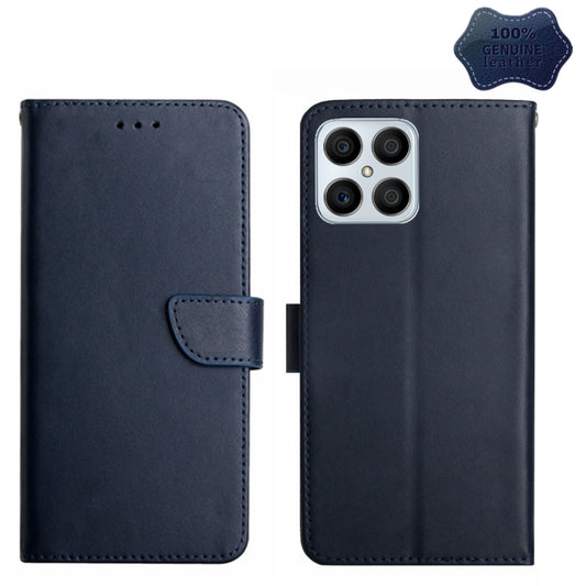 For Honor X8 Genuine Leather Fingerprint-proof Horizontal Flip Phone Case(Blue) - Honor Cases by buy2fix | Online Shopping UK | buy2fix