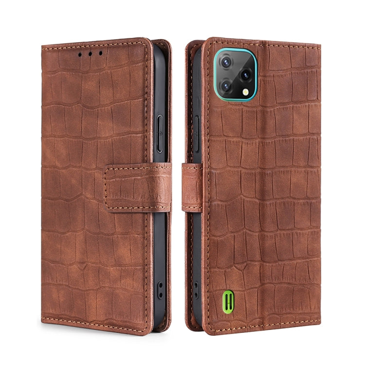 For Blackview A55 Skin Feel Crocodile Magnetic Clasp Leather Phone Case(Brown) - More Brand by buy2fix | Online Shopping UK | buy2fix