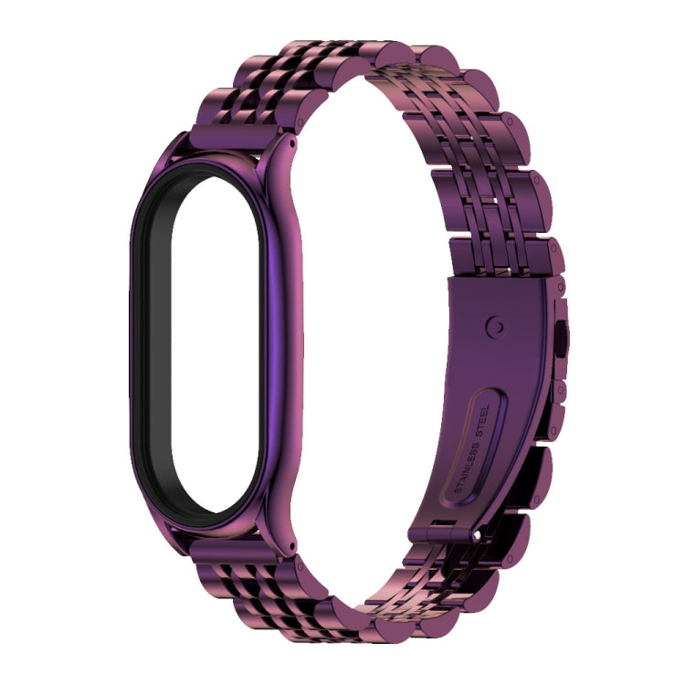 For Xiaomi Mi Band 7 / 7 NFC MIJOBS Plus Seven-bead Metal Stainless Steel Watch Band(Purple) - Watch Bands by MIJOBS | Online Shopping UK | buy2fix