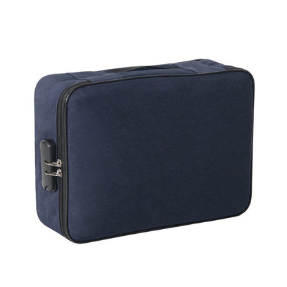 Large Capacity Multi-layers Foldable Fabric Document Storage Bag, Specification:Double Zipper-Locked(Navy Blue) - Digital Storage Bag by buy2fix | Online Shopping UK | buy2fix