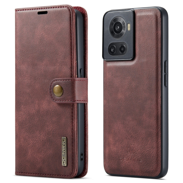 For OnePlus Ace & 10R DG.MING Crazy Horse Texture Detachable Magnetic Leather Phone Case(Red) - OnePlus Cases by DG.MING | Online Shopping UK | buy2fix