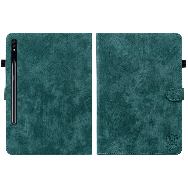 For Samsung Galaxy Tab S9 Tiger Pattern Flip Leather Tablet Case(Dark Green) - Galaxy Tab S9 Cases by buy2fix | Online Shopping UK | buy2fix