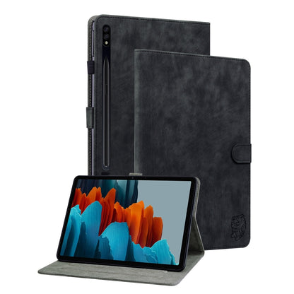 For Samsung Galaxy Tab S9 Tiger Pattern Flip Leather Tablet Case(Black) - Galaxy Tab S9 Cases by buy2fix | Online Shopping UK | buy2fix