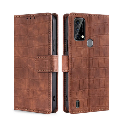 For Blackview A50 Skin Feel Crocodile Magnetic Clasp Leather Phone Case(Brown) - More Brand by buy2fix | Online Shopping UK | buy2fix