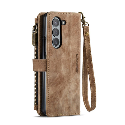 For Samsung Galaxy Z Fold5 CaseMe C30 Multifunctional Card Slots Zipper Phone Leather Phone Case(Brown) - Galaxy Z Fold5 Cases by CaseMe | Online Shopping UK | buy2fix