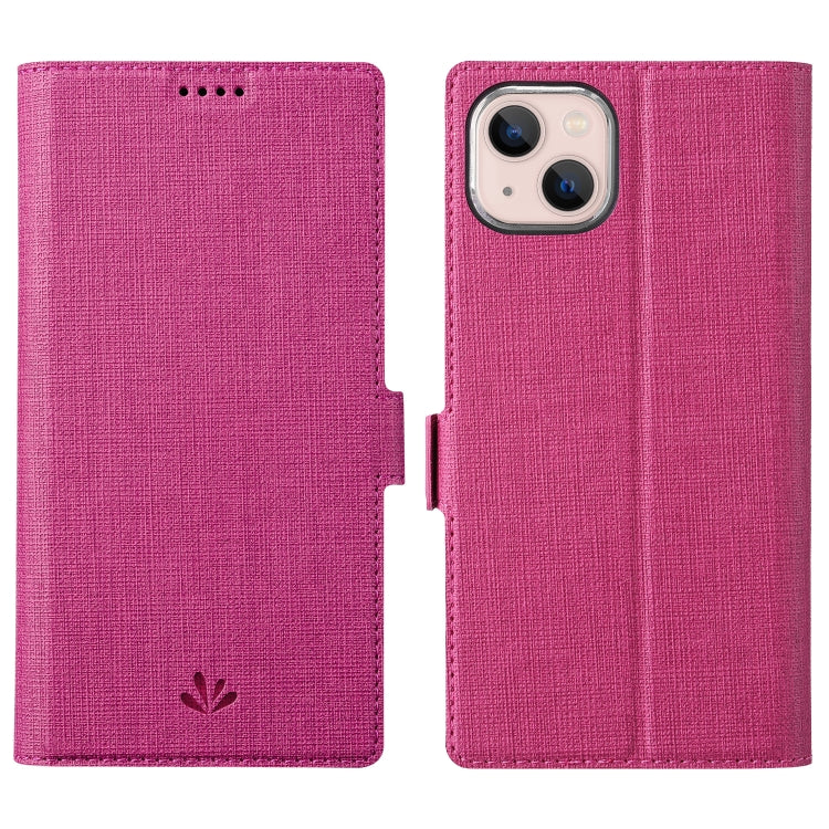 For iPhone 14 ViLi K Series Dual-side Buckle Magsafe Leather Phone Case (Rose Red) - iPhone 14 Cases by ViLi | Online Shopping UK | buy2fix