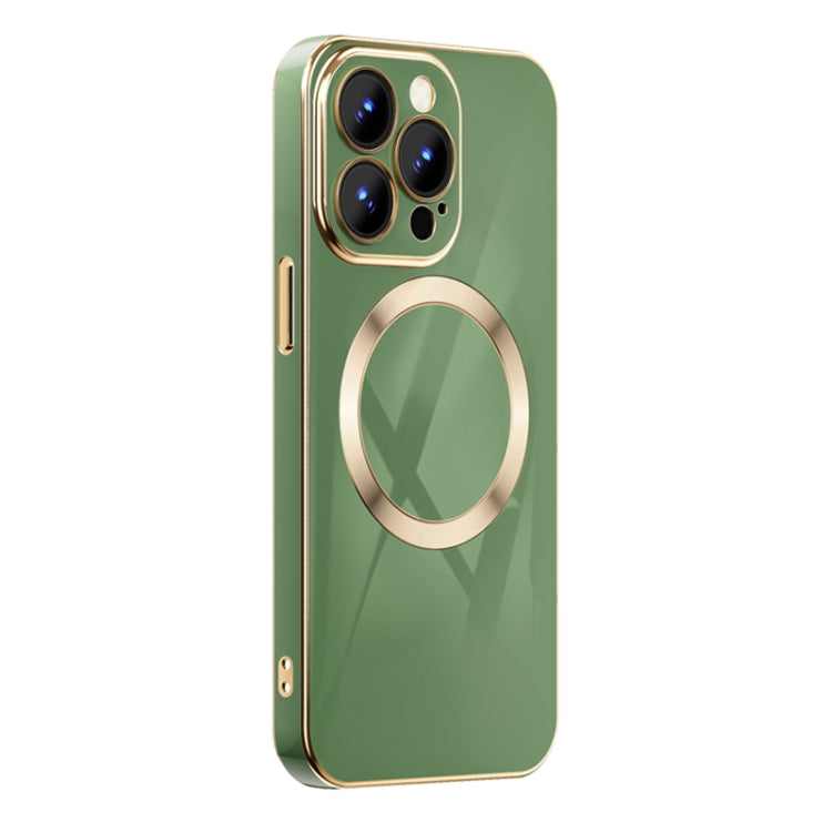 For iPhone 13 6D Gold Plated Magsafe Magnetic Phone Case(Green) - iPhone 13 Cases by buy2fix | Online Shopping UK | buy2fix