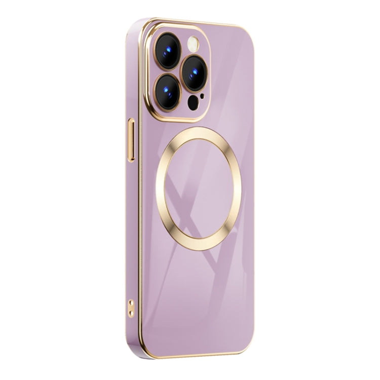 For iPhone 13 Pro Max 6D Gold Plated Magsafe Magnetic Phone Case (Purple) - iPhone 13 Pro Max Cases by buy2fix | Online Shopping UK | buy2fix