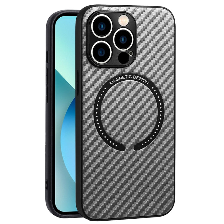 For iPhone 13 Pro Carbon Fiber Texture MagSafe Magnetic Phone Case (Silver Grey) - iPhone 13 Pro Cases by buy2fix | Online Shopping UK | buy2fix