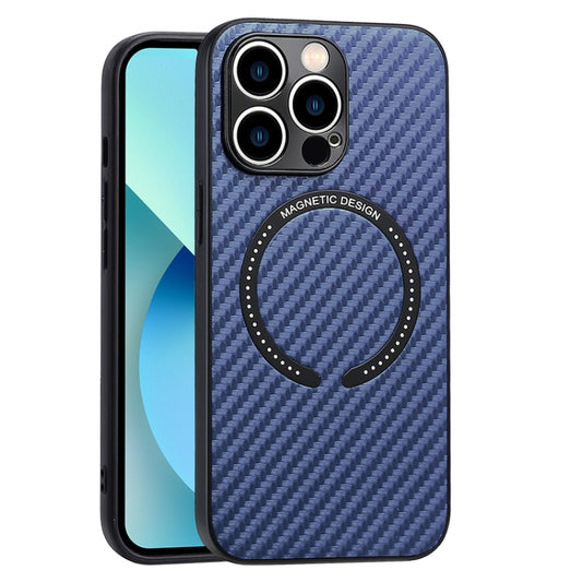 For iPhone 11 Pro Max MagSafe Magnetic Carbon Fiber Texture Phone Case (Blue) - iPhone 11 Pro Max Cases by buy2fix | Online Shopping UK | buy2fix