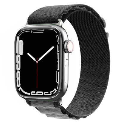 Nylon Watch Band For Apple Watch Series 8&7 45mm / SE 2&6&SE&5&4 44mm / 3&2&1 42mm (Black Grey) - Watch Bands by buy2fix | Online Shopping UK | buy2fix