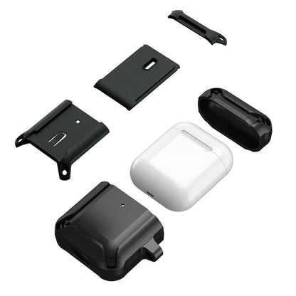 For AirPods 1 / 2 Sliding Buckle Wireless Earphone Protective Case with Hook(Black Grey) - For AirPods 1/2 by buy2fix | Online Shopping UK | buy2fix