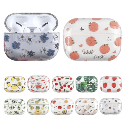 For AirPods Pro 2 Bronzing Fruit Pattern PC Earphone Hard Protective Case(Peach) - For AirPods Pro 2 by buy2fix | Online Shopping UK | buy2fix