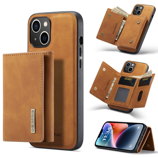 For iPhone 14 DG.MING M1 Series 3-Fold Multi Card Wallet Leather Case(Brown) - iPhone 14 Cases by DG.MING | Online Shopping UK | buy2fix