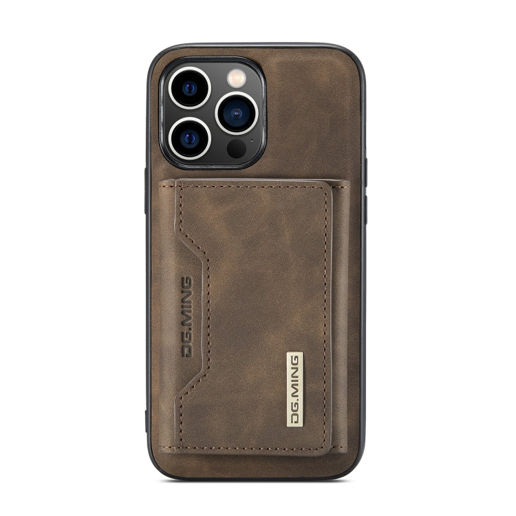 For iPhone 14 Pro Max DG.MING M2 Series 3-Fold Card Bag Leather Case(Coffee) - iPhone 14 Pro Max Cases by DG.MING | Online Shopping UK | buy2fix