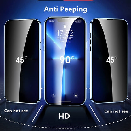 For iPhone 14 Plus Dual-Lock Anti-peeping Glass 360 Full Body Frosted Magnetic Phone Case(Silver) - iPhone 14 Plus Cases by buy2fix | Online Shopping UK | buy2fix