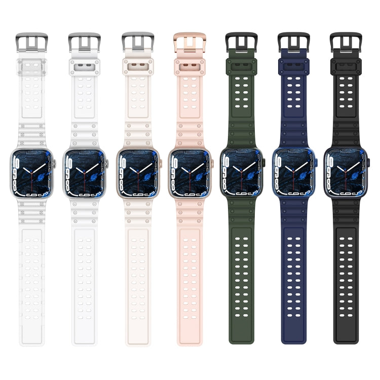 Waterproof Double Buckle Silicone Watch Band for Apple Watch Series 9&8&7 41mm / SE 3&SE 2&6&SE&5&4 40mm / 3&2&1 38mm(White) - Watch Bands by buy2fix | Online Shopping UK | buy2fix