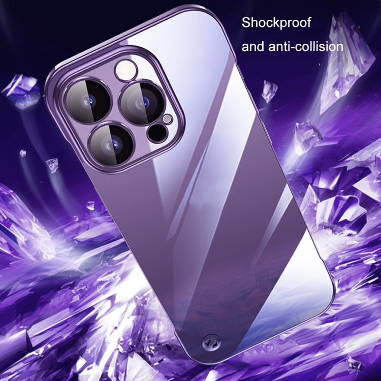 For iPhone 14 Electroplating Frameless Clear PC Phone Case(Purple) - iPhone 14 Cases by buy2fix | Online Shopping UK | buy2fix