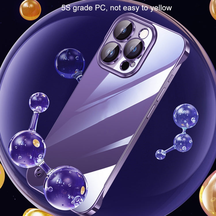 For iPhone 12 Electroplating Frameless Clear PC Phone Case(Purple) - iPhone 12 / 12 Pro Cases by buy2fix | Online Shopping UK | buy2fix