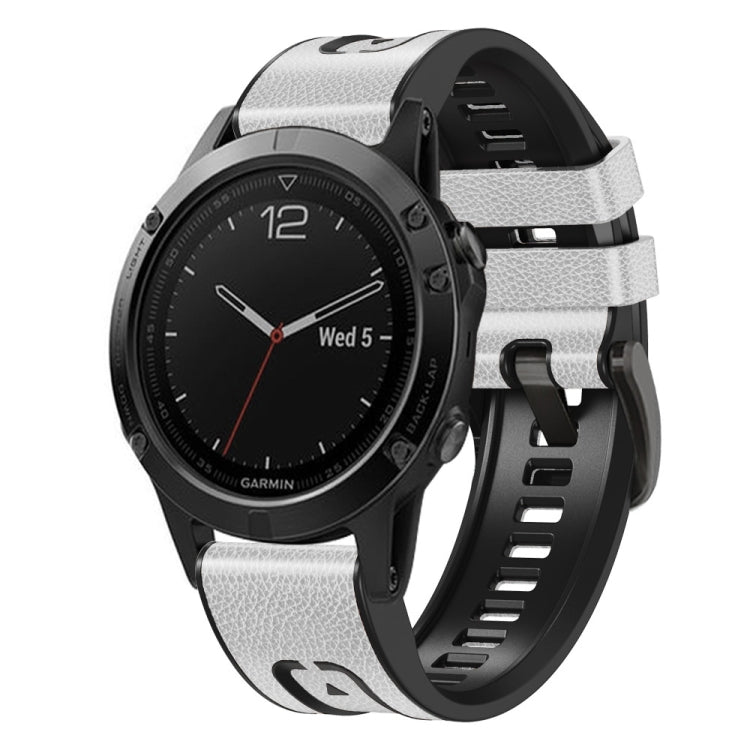 For Garmin Fenix 7 Quick Release Silicone Leather Watch Band(White) - Watch Bands by buy2fix | Online Shopping UK | buy2fix