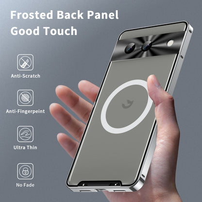 For Google Pixel 8a MagSafe Magnetic Frosted Metal Phone Case(Silver) - Google Cases by buy2fix | Online Shopping UK | buy2fix