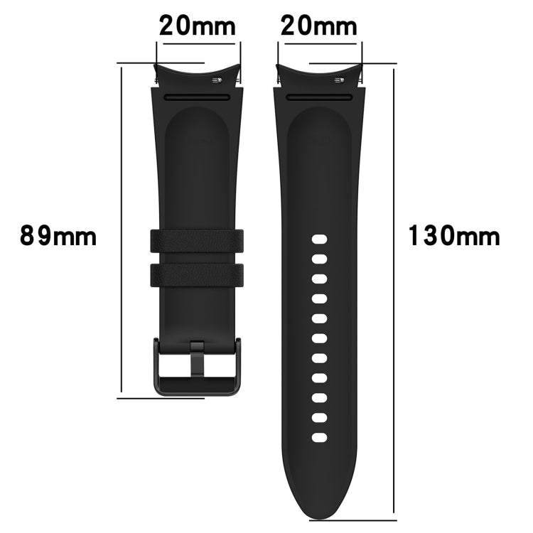 For Samsung Galaxy Watch5 44mm / 40mm Silicone Leather Black Buckle Watch Band, Size:L(Brown) - Watch Bands by buy2fix | Online Shopping UK | buy2fix