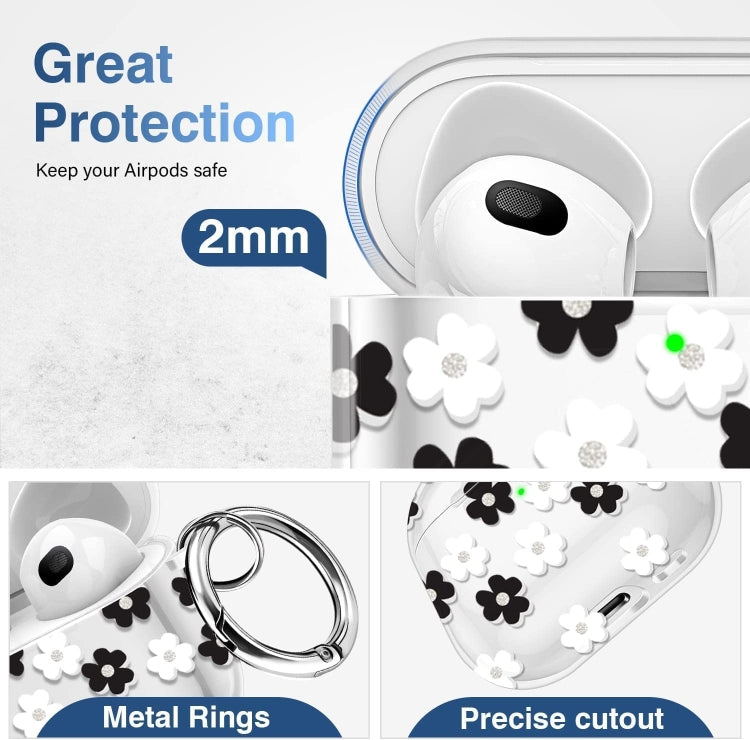 For AirPods 3 Glitter Four-color Flower Earphone Protective Case(Black White) - For AirPods 3 by buy2fix | Online Shopping UK | buy2fix