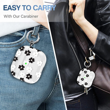 For AirPods 3 Glitter Four-color Flower Earphone Protective Case(Black White) - For AirPods 3 by buy2fix | Online Shopping UK | buy2fix