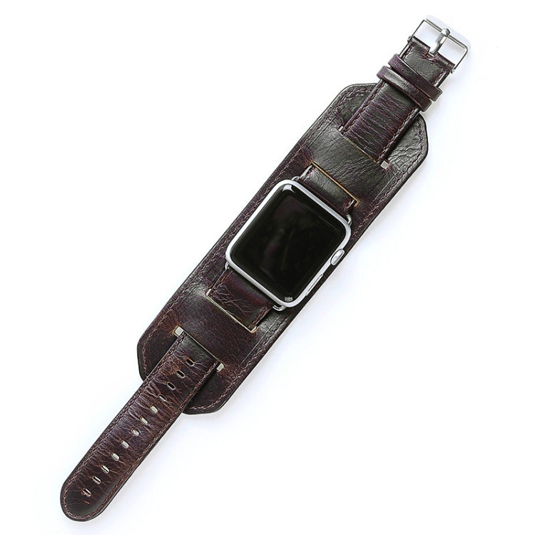 For Apple Watch 5 & 4 44mm / 3 & 2 & 1 42mm Crazy Horse Texture Bracelet Watch Band(Dark Brown) - Watch Bands by buy2fix | Online Shopping UK | buy2fix