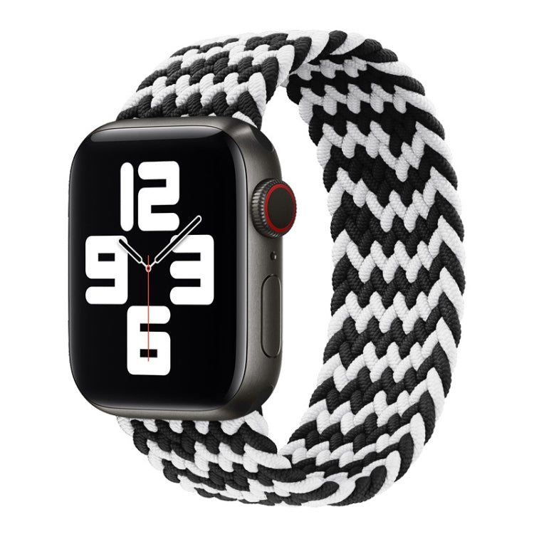 Nylon Single-turn Braided Watch Band For Apple Watch Ultra 49mm&Watch Ultra 2 49mm / Series 9&8&7 45mm / SE 3&SE 2&6&SE&5&4 44mm / 3&2&1 42mm, Length:135mm(W Black White) - Watch Bands by buy2fix | Online Shopping UK | buy2fix