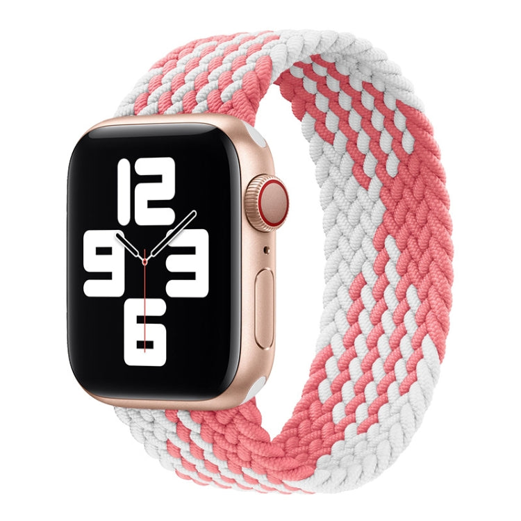 Nylon Single-turn Braided Watch Band For Apple Watch Ultra 49mm&Watch Ultra 2 49mm / Series 9&8&7 45mm / SE 3&SE 2&6&SE&5&4 44mm / 3&2&1 42mm, Length:135mm(Z Pink White) - Watch Bands by buy2fix | Online Shopping UK | buy2fix