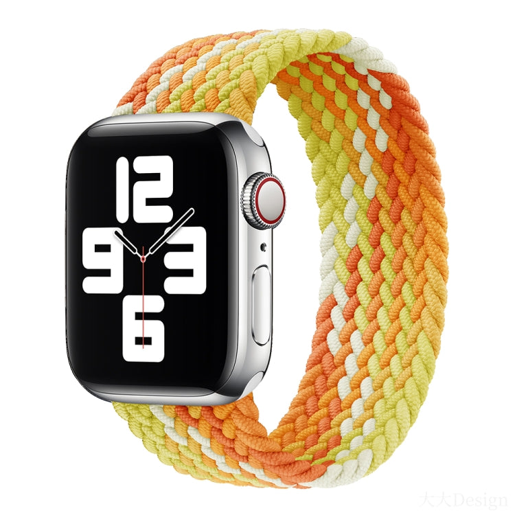 Nylon Single-turn Braided Watch Band For Apple Watch Ultra 49mm / Series 8&7 45mm / SE 2&6&SE&5&4 44mm / 3&2&1 42mm, Length:155mm(Yellow Orange) - Watch Bands by buy2fix | Online Shopping UK | buy2fix