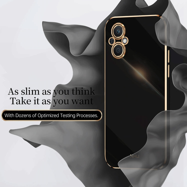 For OPPO A96 XINLI Straight 6D Plating Gold Edge TPU Phone Case(Black) - OPPO Cases by buy2fix | Online Shopping UK | buy2fix