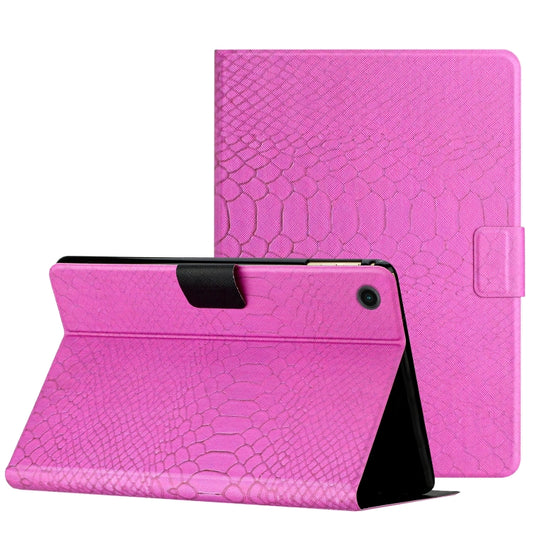 For Samsung Galaxy Tab A8 Solid Color Crocodile Texture Leather Smart Tablet Case(Rose Red) - Other Galaxy Tab PC by buy2fix | Online Shopping UK | buy2fix