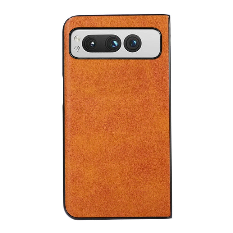 For Google Pixel Fold Two-color Calf Texture Shockproof Phone Case(Brown) - Google Cases by buy2fix | Online Shopping UK | buy2fix