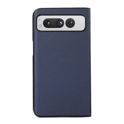 For Google Pixel Fold Lambskin Texture Genuine Leather Phone Case(Blue) - Google Cases by buy2fix | Online Shopping UK | buy2fix