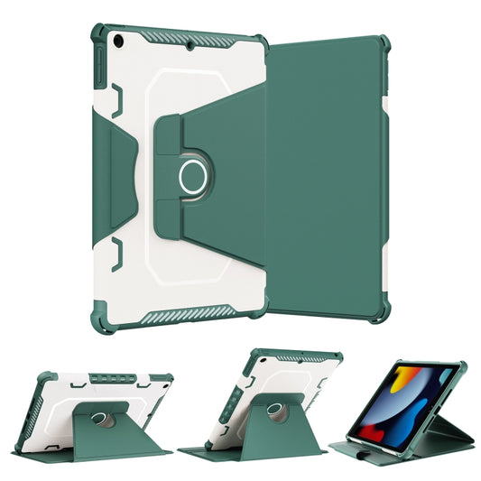 For iPad 10.2 2021 360 Degree Rotating Armored Smart Tablet Leather Case(Green) - iPad 10.2 Cases by buy2fix | Online Shopping UK | buy2fix