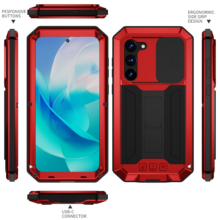 For Samsung Galaxy S23 5G R-JUST Sliding Camera Design Life Waterproof Dustproof Shockproof Phone Case(Red) - Galaxy S23 5G Cases by R-JUST | Online Shopping UK | buy2fix