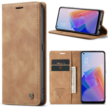 CaseMe 013 Multifunctional Horizontal Flip Leather Phone Case For OPPO Reno7 Z Global/Reno7 Lite Global/Reno8 Lite Global/F21 Pro 5G Global/Reno8 Z Global(Brown) - OPPO Cases by CaseMe | Online Shopping UK | buy2fix