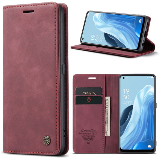 For OPPO Reno7 4G Indonesia/F21 Pro 4G/Reno8 4G CaseMe 013 Multifunctional Horizontal Flip Leather Phone Case(Wine Red) - OPPO Cases by CaseMe | Online Shopping UK | buy2fix