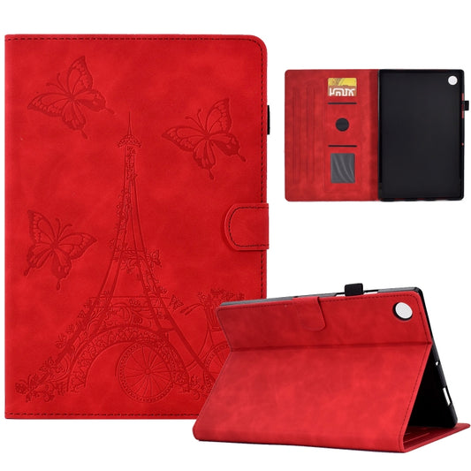 For Samsung Galaxy Tab A8 10.5 2021 X205 Tower Embossed Leather Smart Tablet Case(Red) - Other Galaxy Tab PC by buy2fix | Online Shopping UK | buy2fix