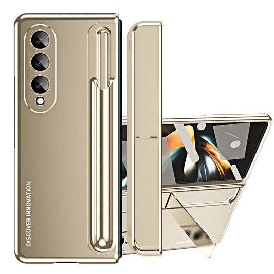 For Samsung Galaxy Z Fold4 2 in 1 Detachable PC Folding Phone Case with Holder & Pen Slot(Gold) - Galaxy Z Fold4 5G Cases by buy2fix | Online Shopping UK | buy2fix