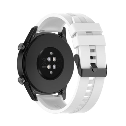 For Huawei Watch 3 Pro New 22mm Silicone Black Buckle Watch Band(White) - Watch Bands by buy2fix | Online Shopping UK | buy2fix