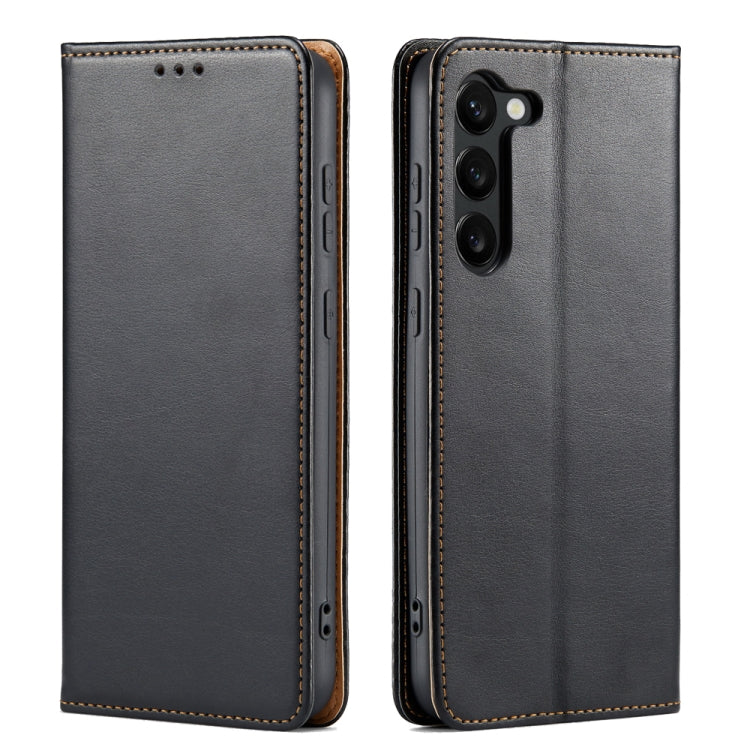 For Samsung Galaxy S23+ 5G Fierre Shann PU Genuine Leather Texture Leather Phone Case(Black) - Galaxy S23+ 5G Cases by FIERRE SHANN | Online Shopping UK | buy2fix