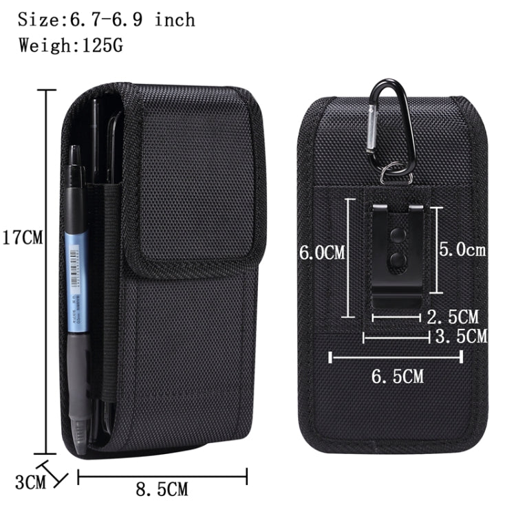 For 6.5-6.9 inch Smartphones Vertical Double Grid Oxford Cloth Phone Case(Black) - Cloth Bag by buy2fix | Online Shopping UK | buy2fix